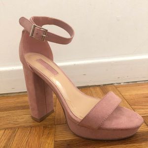 Pink Suede Platform High Heel w/ buckle closure